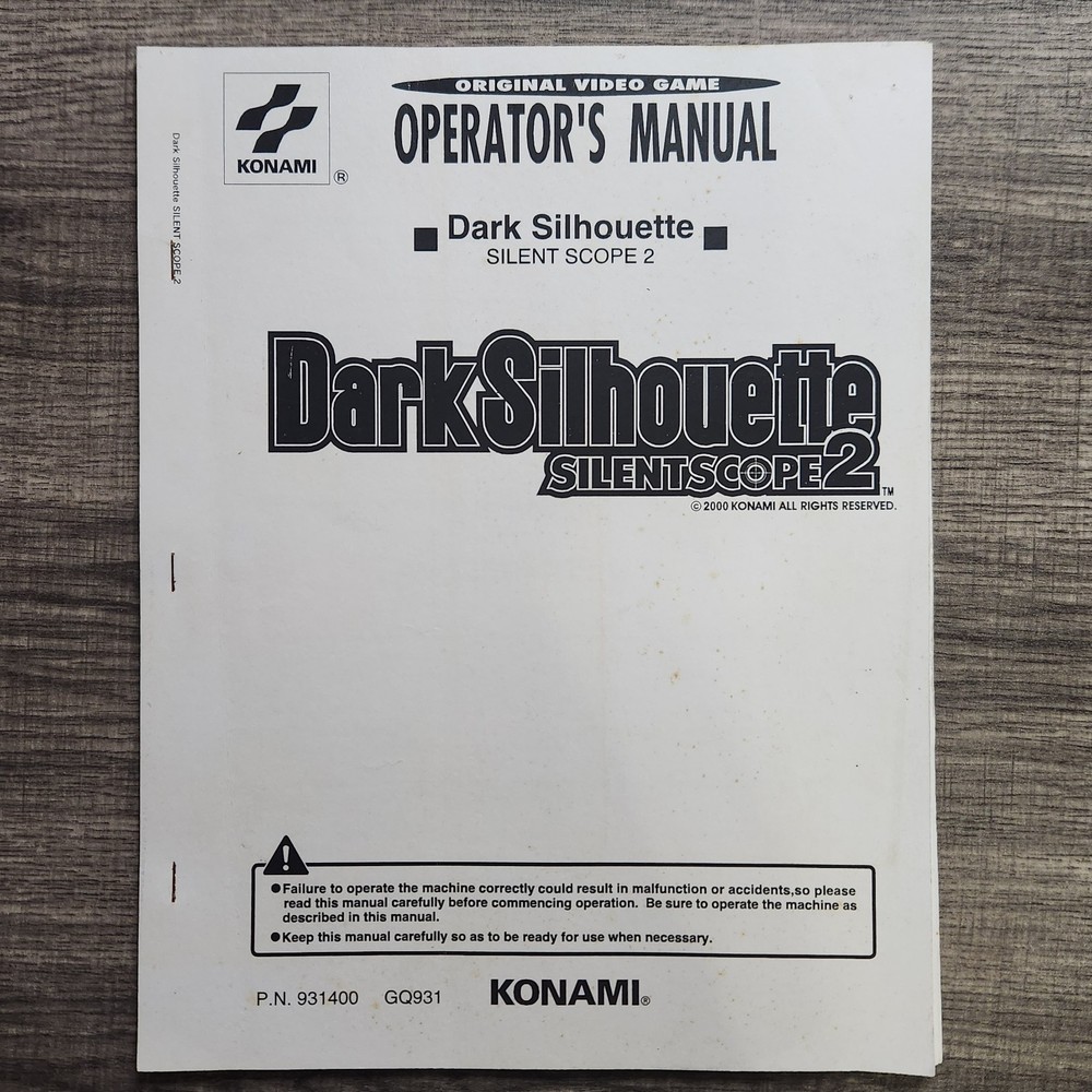 Dark silhouette silent  scope 2  Konami￼ Operators Manual