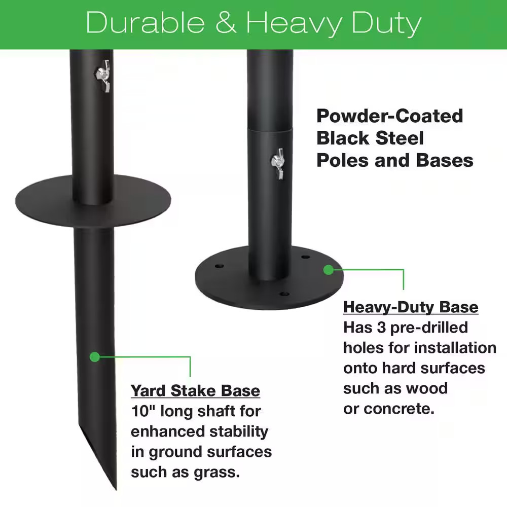 Single 10 Ft. String Light Pole (Black)