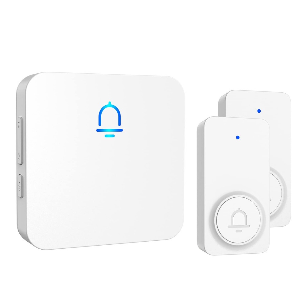 Wireless Doorbell 2 Buttons - Hassle-Installation, 1000ft Range, Adjustable V...
