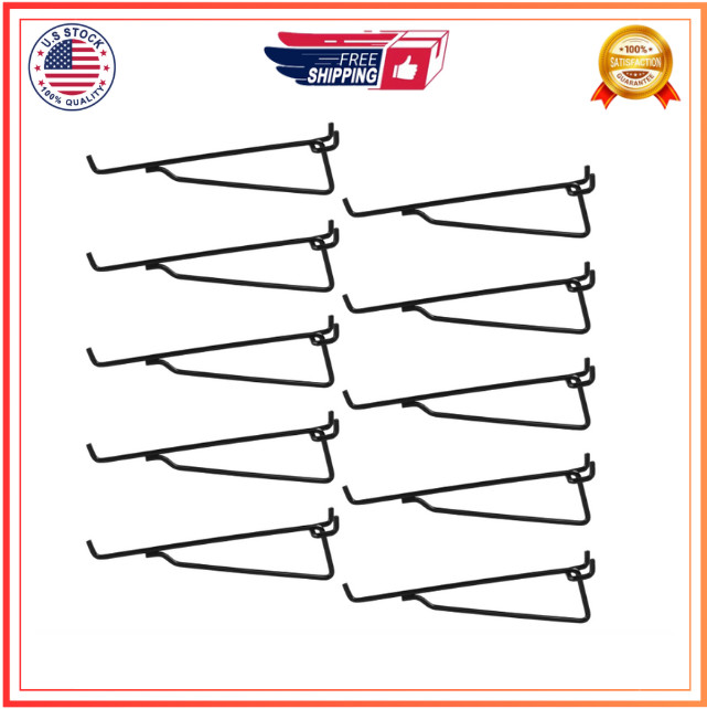 G.CORE 10-Pack 8" Black Pegboard Shelf Hooks for Garage, Craft, Workshop Storage