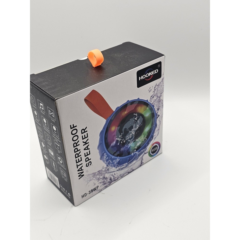 "Hooked" HD-39WP portable Bluetooth speaker. NIB Rugged-LED Lighting-Rubber