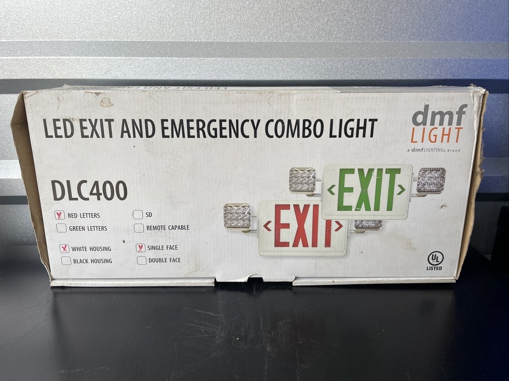 LED exit and emergency combo light DMF Lighting EXEMRD-R-LED - Red Exit Sign 