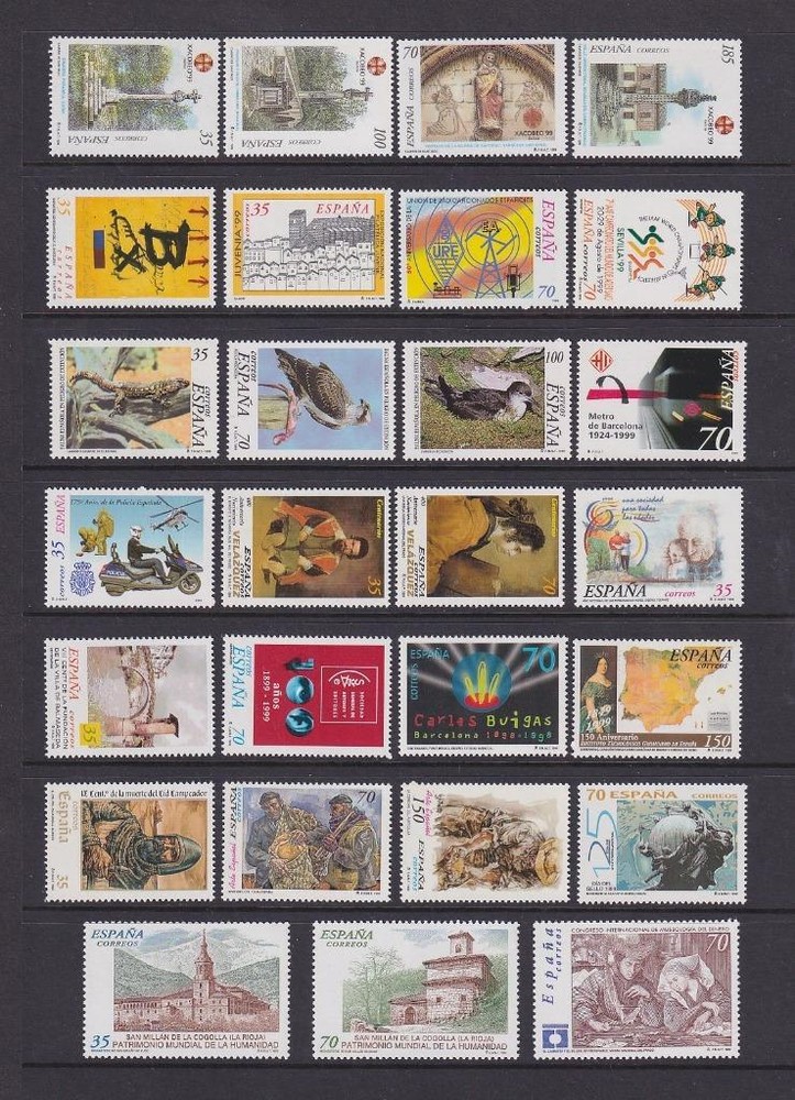 Spain 1999 Stamps and Sheets, MNH. Mostly Fine condition.