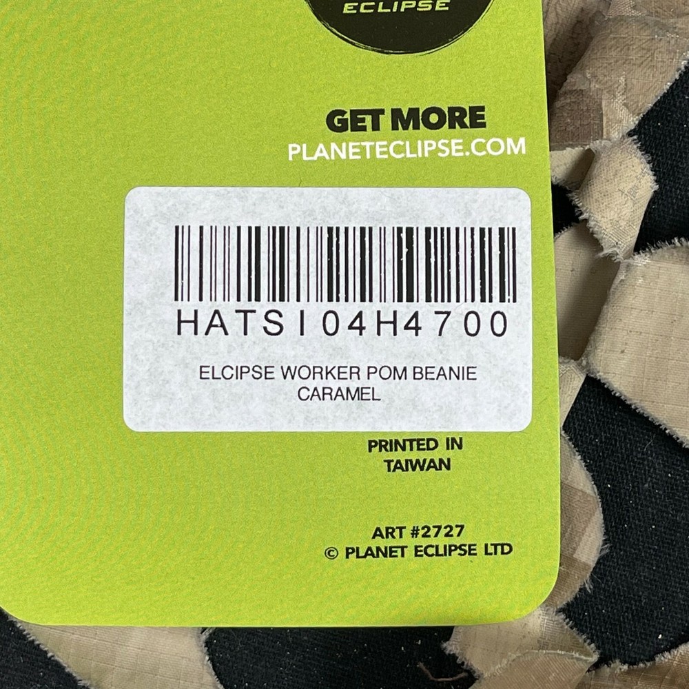 NEW Planet Eclipse Worker Pom Beanie - Caramel