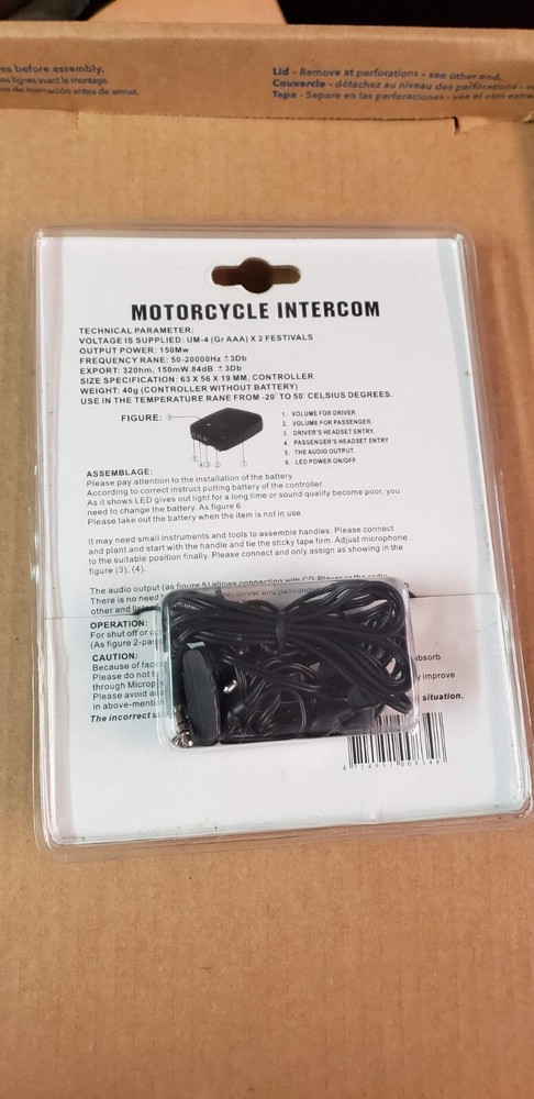 New Motorcycle Helmet Intercom System - Euro Design - unopened
