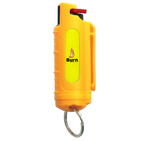3 PACK BURN Pepper Spray Self Defense Keychain Yellow Security Case Molded