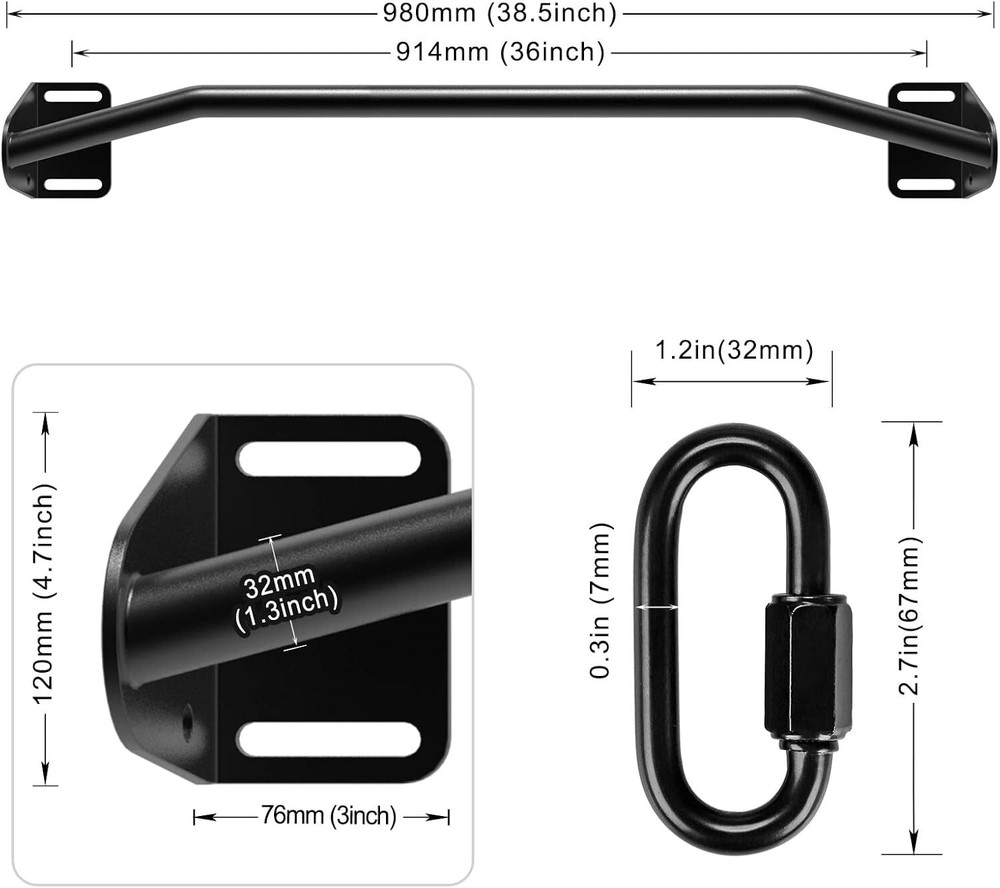 Heavy Duty Wall Mounted Pull Up Bar - 440lb Capacity for Home Workouts