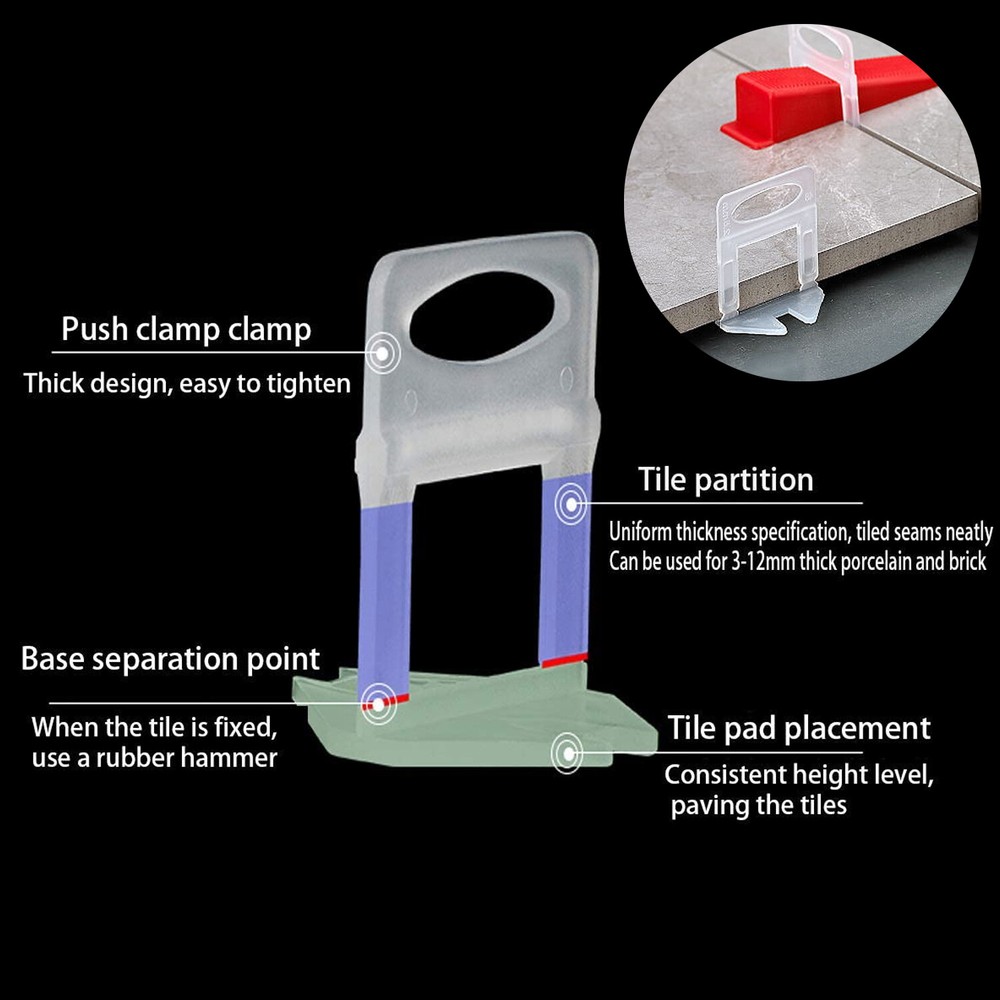800x Clips Tile Leveling System Set 1.5mm Tile Spacer for Tile Installation tool