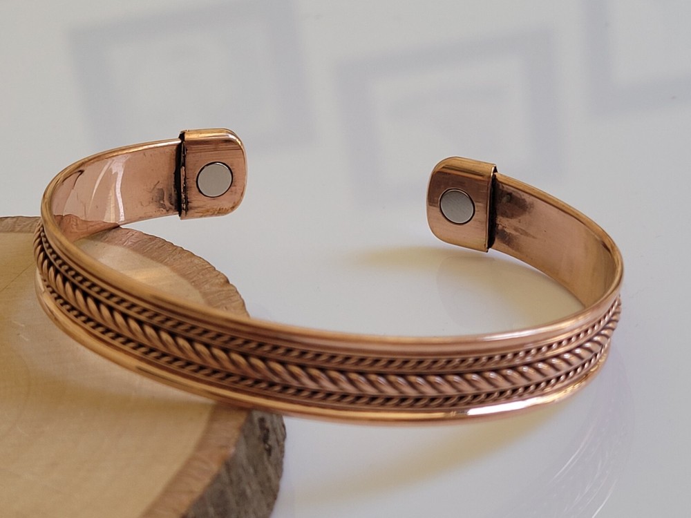 Pure Copper Magnetic Bracelet Solid Copper Arthritis Therapy Cuff Bangle Dome