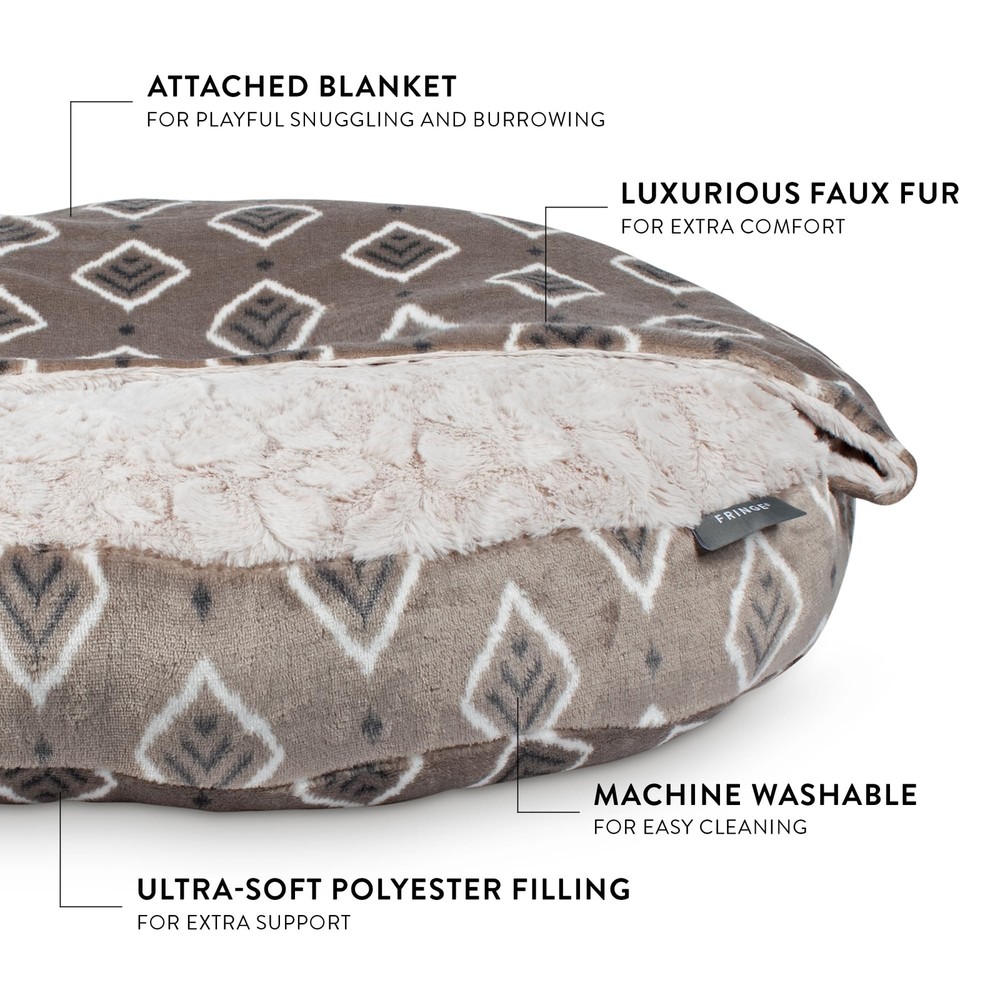 Fringe Studio Tribal Smaller Diamond Medium Gray Medium Blanket Pet Bed with ...