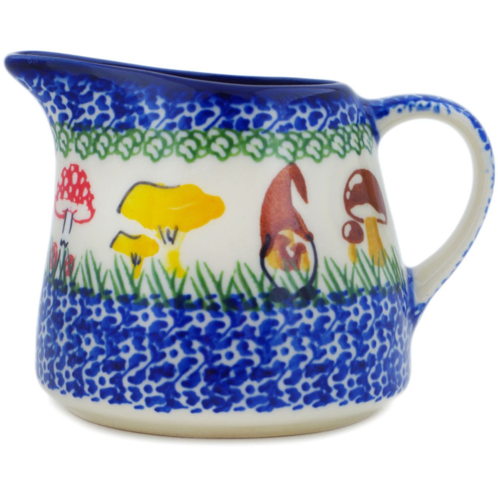 Polish Pottery Pitcher 9 oz Mushroom Garden
