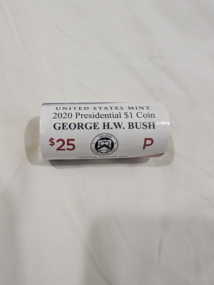 2020-P George H W Bush Dollar  25 Coin Roll* UNCIRCULATED *