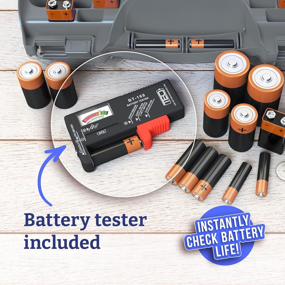Durable Plastic Battery Storage Case, Clear Lid & Locking Mechanism for Security