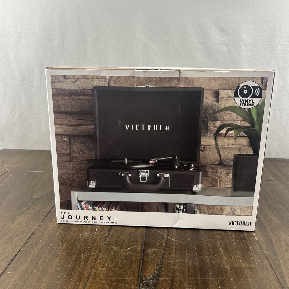 Victrola Journey+ Bluetooth Record Player Suitcase Black Open Box Tested Working