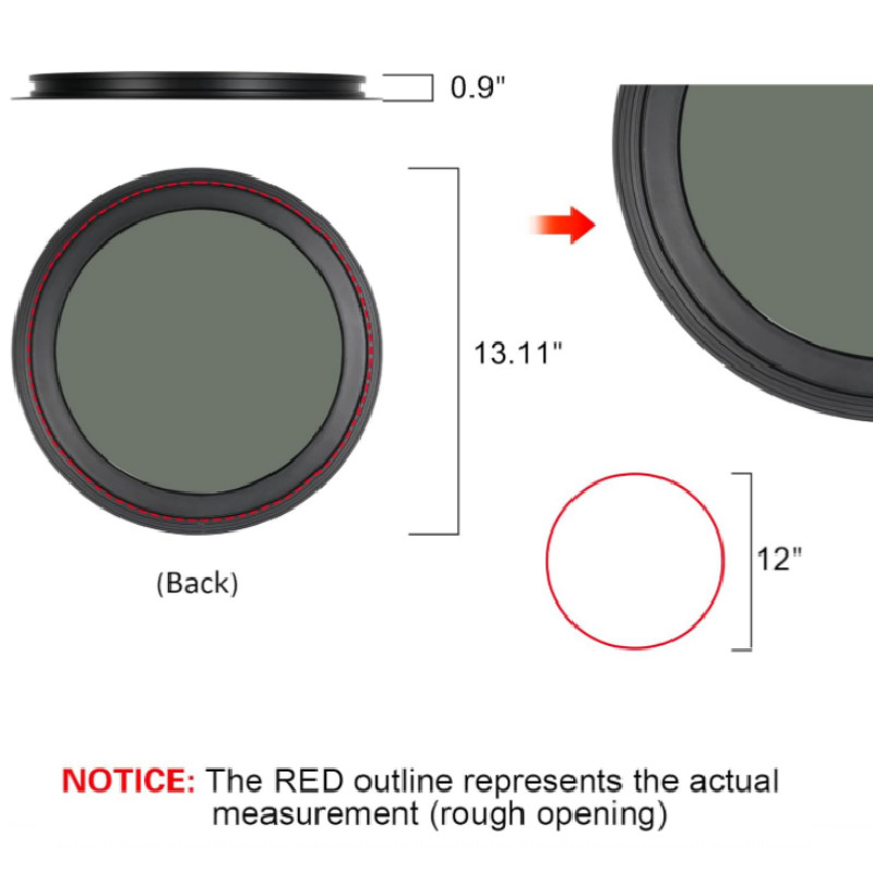 12"/ 13" Diameter Round Fixed Window for 1-5/8" Thickness Wall RV Camper Cargo