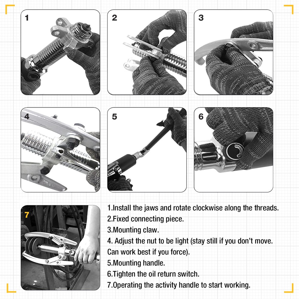 5T Hydraulic Bearing Gear Puller 2/3-Jaws Wheel Hub Puller Separator Garage Tool