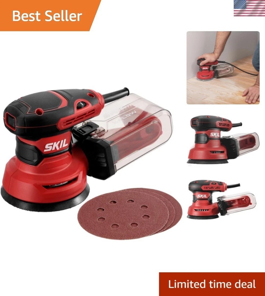 Versatile 5" Random Orbital Sander with Variable Speed and Dust Collector System