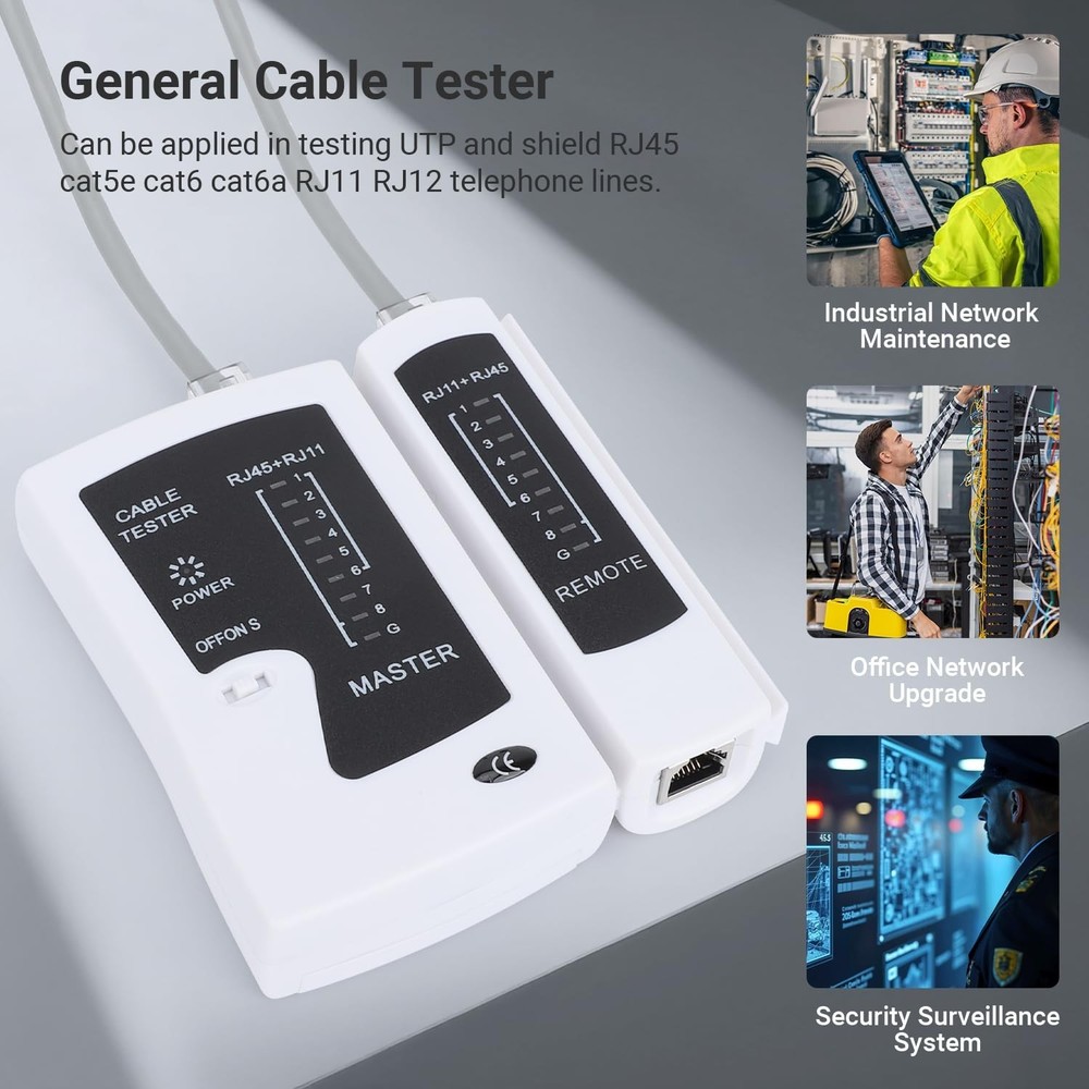 Automatic RJ45 Ethernet Cable Tester with Gold-Plated Socket - Compact Design