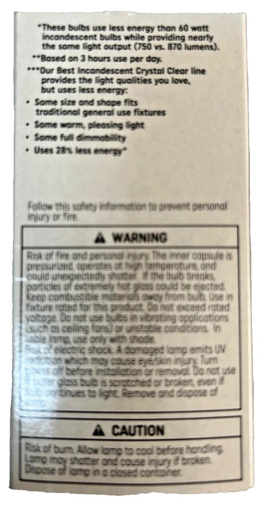 6 Bulbs 3 Pack Light Bulbs Decorative & ceiling fan GE Glass Dimmable Classic