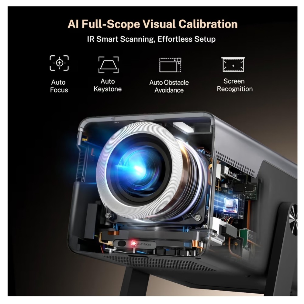 [2000 ANSI/AI Visual Calibration/4K Support] X7 Native 1080P Smart Projector wit
