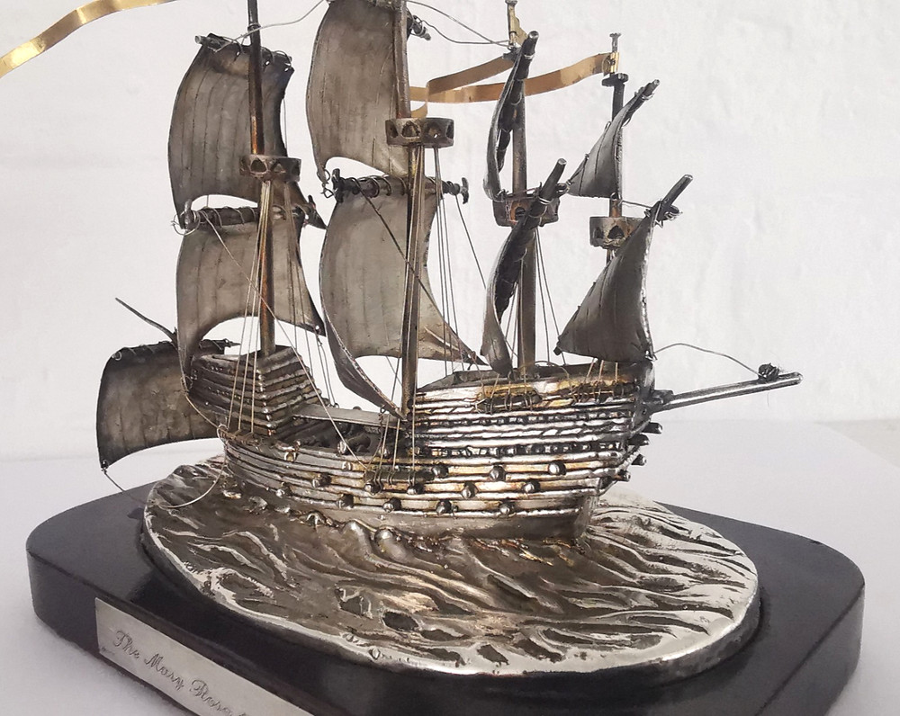 Solid Silver Mary Rose Ship Model - Birm. 1981