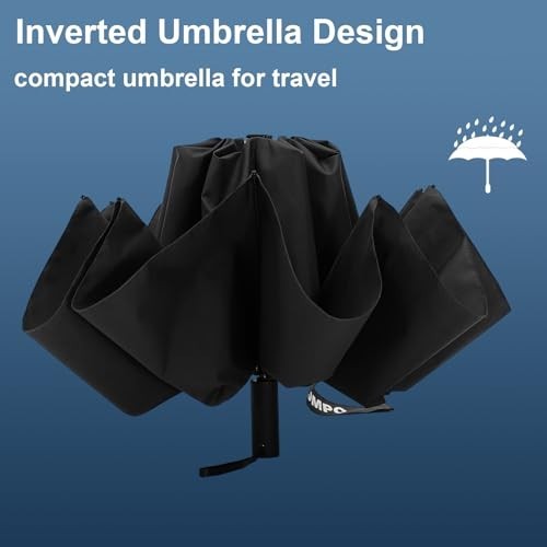 Windproof Compact Travel Umbrella - Large Inverted Auto Open & Close, Durable 10