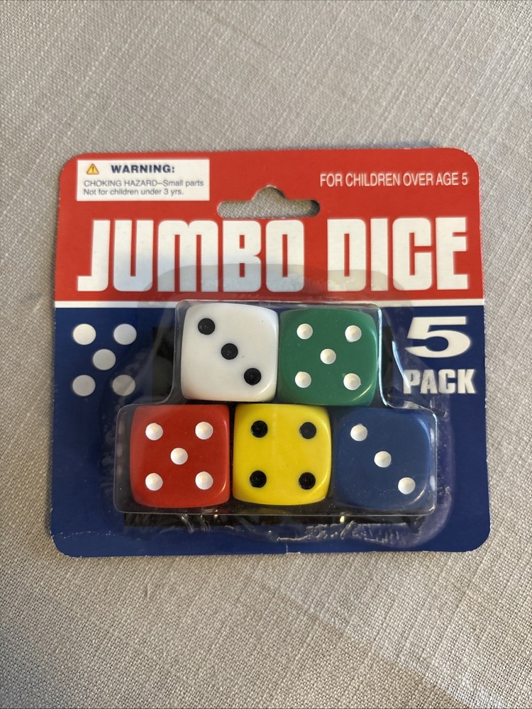 Jumbo Dice Set 5 Multi Colored NIP