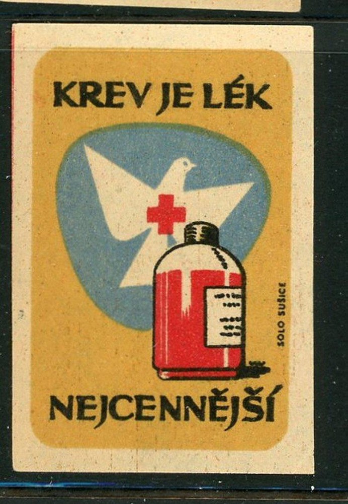 Czech Match Box Label Krev Je Lek Nejcennejsi