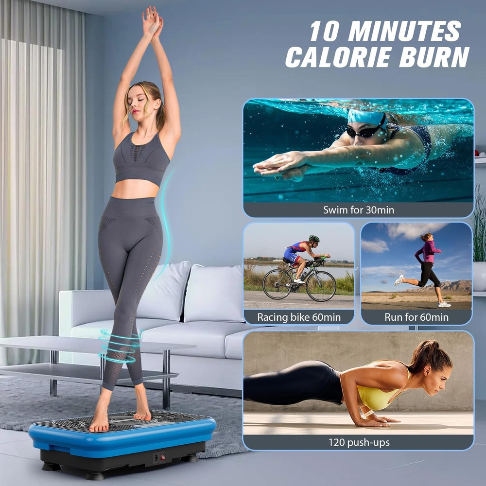 Vibration Exercise Plate for Women - 99 Speed Compact Platform with Remote & ...
