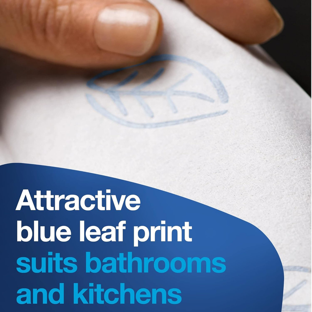 Extra Soft Multifold Hand Towels White with Blue Leaf Print, H2 Dispenser Compat