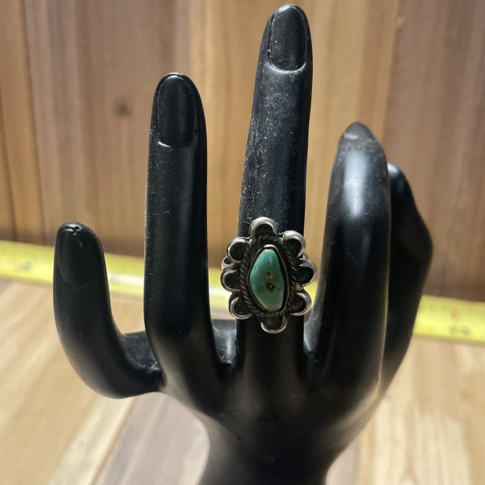 Sterling Silver And Chunky Turquoise Ring. Size 7