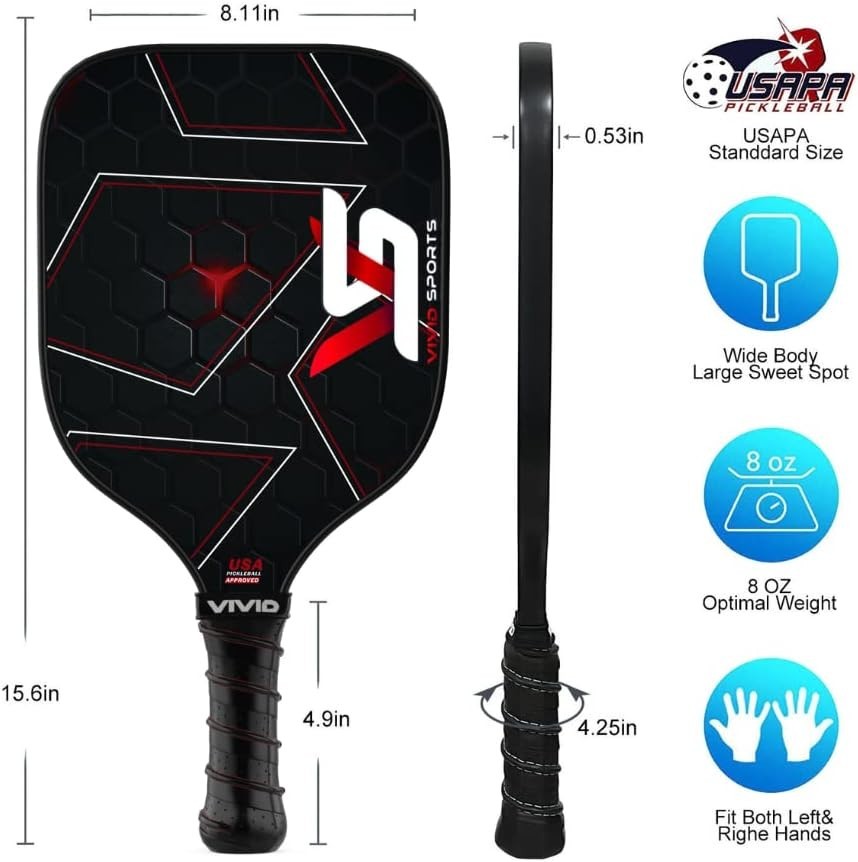 Graphite Pickleball Paddle Polymer Honeycomb Core | Duffle Bag | Indoor