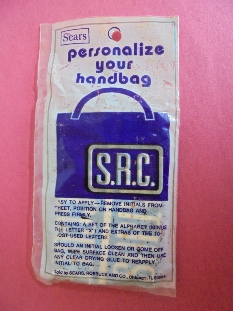 Vintage SRC Sears, Roebuck Co. Personalize Your Handbag Initials Kit