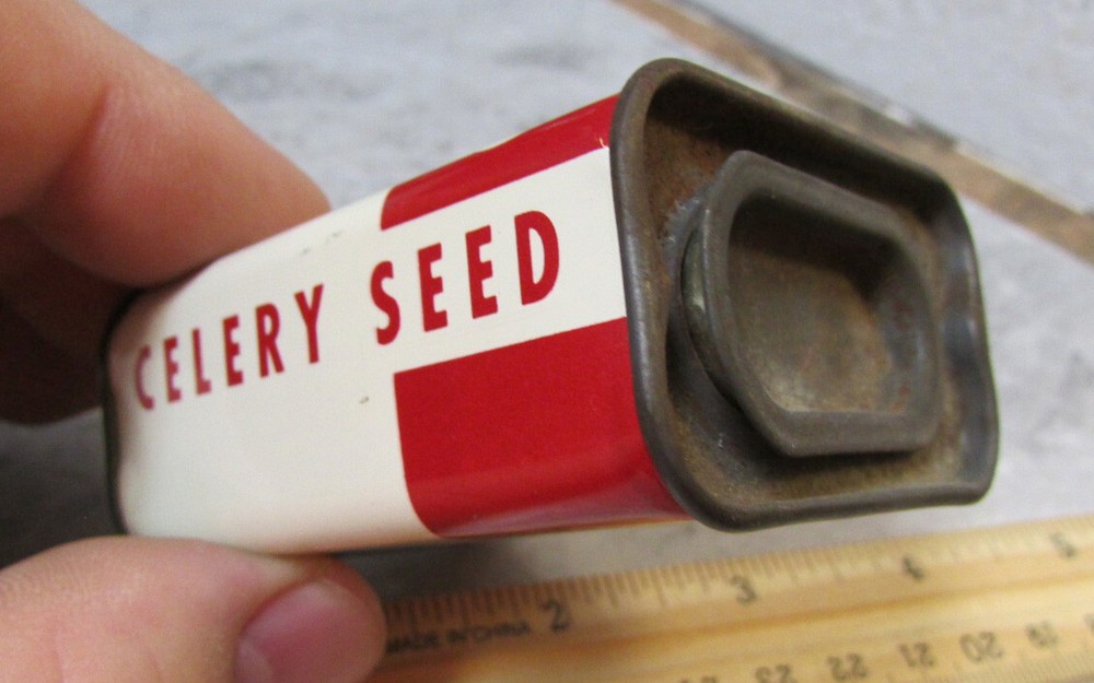 Vintage Kroger Celery seed empty 1.25 oz spice tin, kitchen decor tin