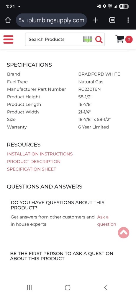 Bradford White Water Heater Gas