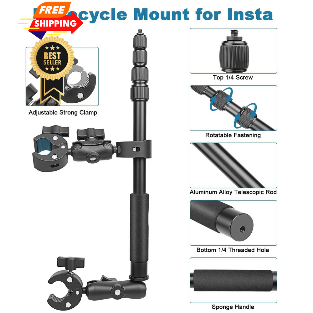 Motorcycle Mount Kit Compatible Compact, for Insta360