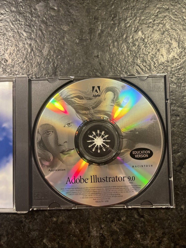 Adobe Illustrator 9 Education Version for Macintosh Mac CD W/ Serial Numbers