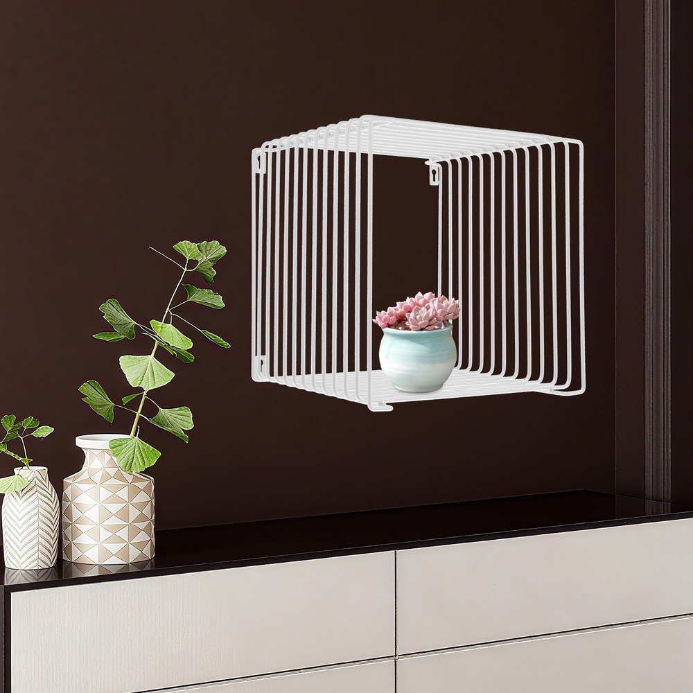 Side Table, Square Geometry Side Table, Linear Metal End Table