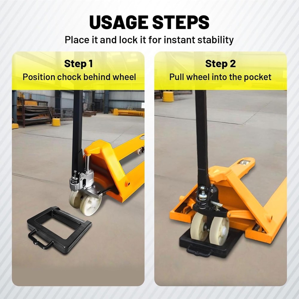 Rubber Heavy Duty Pallet Jack Wheel Chock 2 Pack, 2 Pack