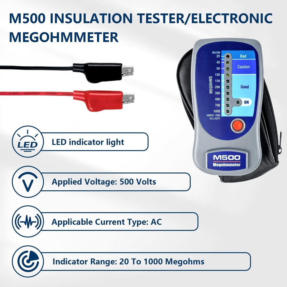 M500 Megohmmeter for Insulation Testing，Compatible with Supco M500 Electr
