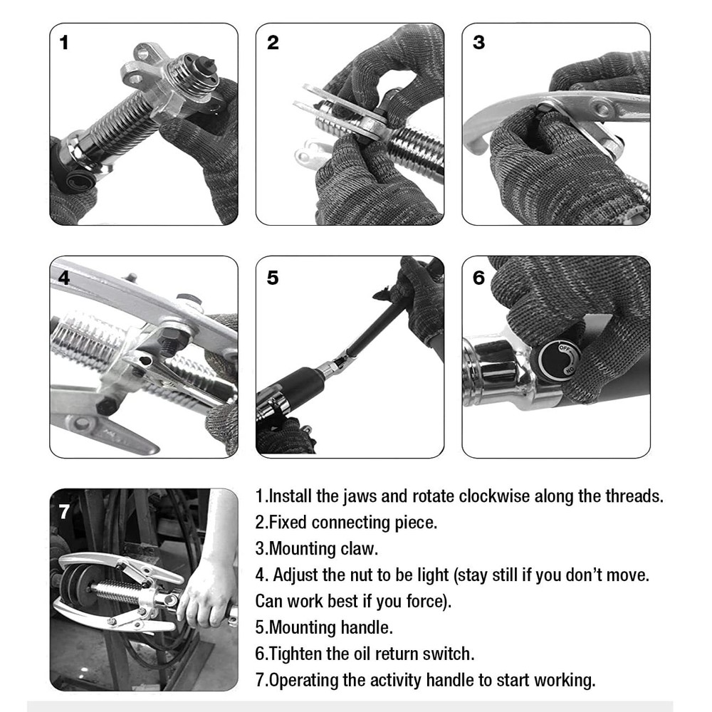 15T Hydraulic Gear Puller Bearing Puller w/2/3 Jaws Heavy Duty Hydraulic Puller
