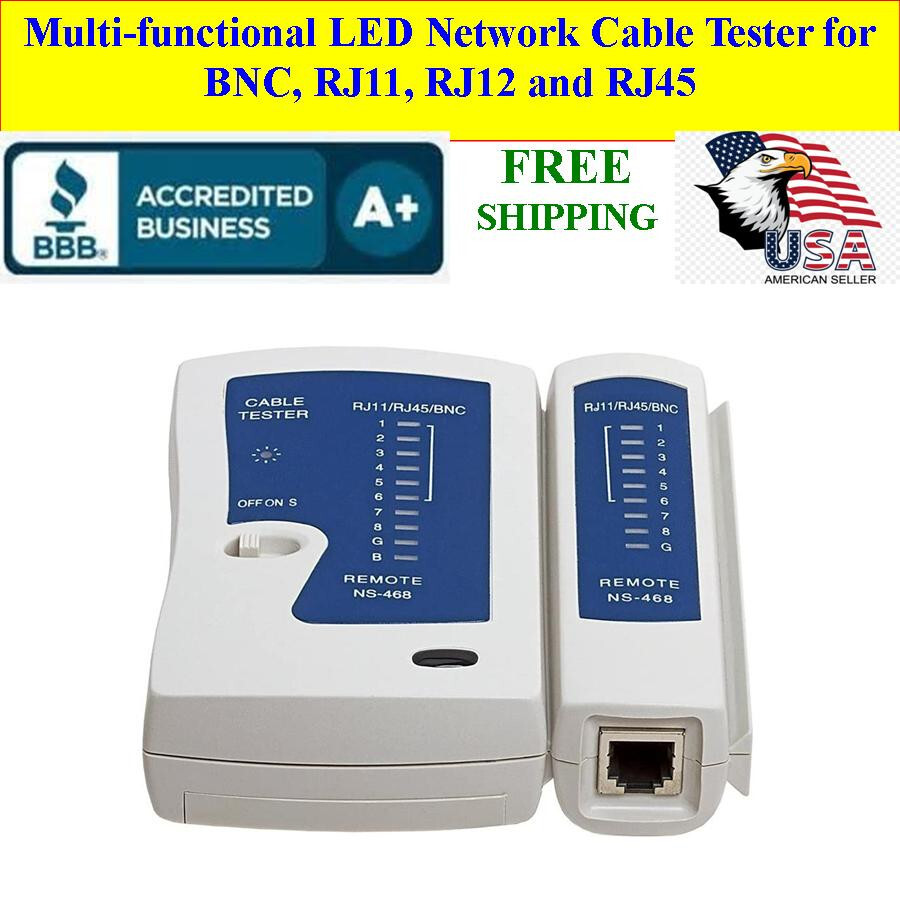 Multi Function LED Network Cable Tester for BNC RJ45, RJ11, RJ12 with Case