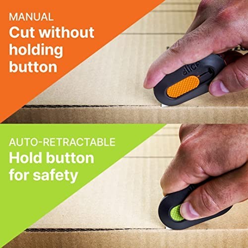 Auto-Retractable Mini Box Cutter - Safe Ceramic, Lasts 11x Longer, Keychain Open
