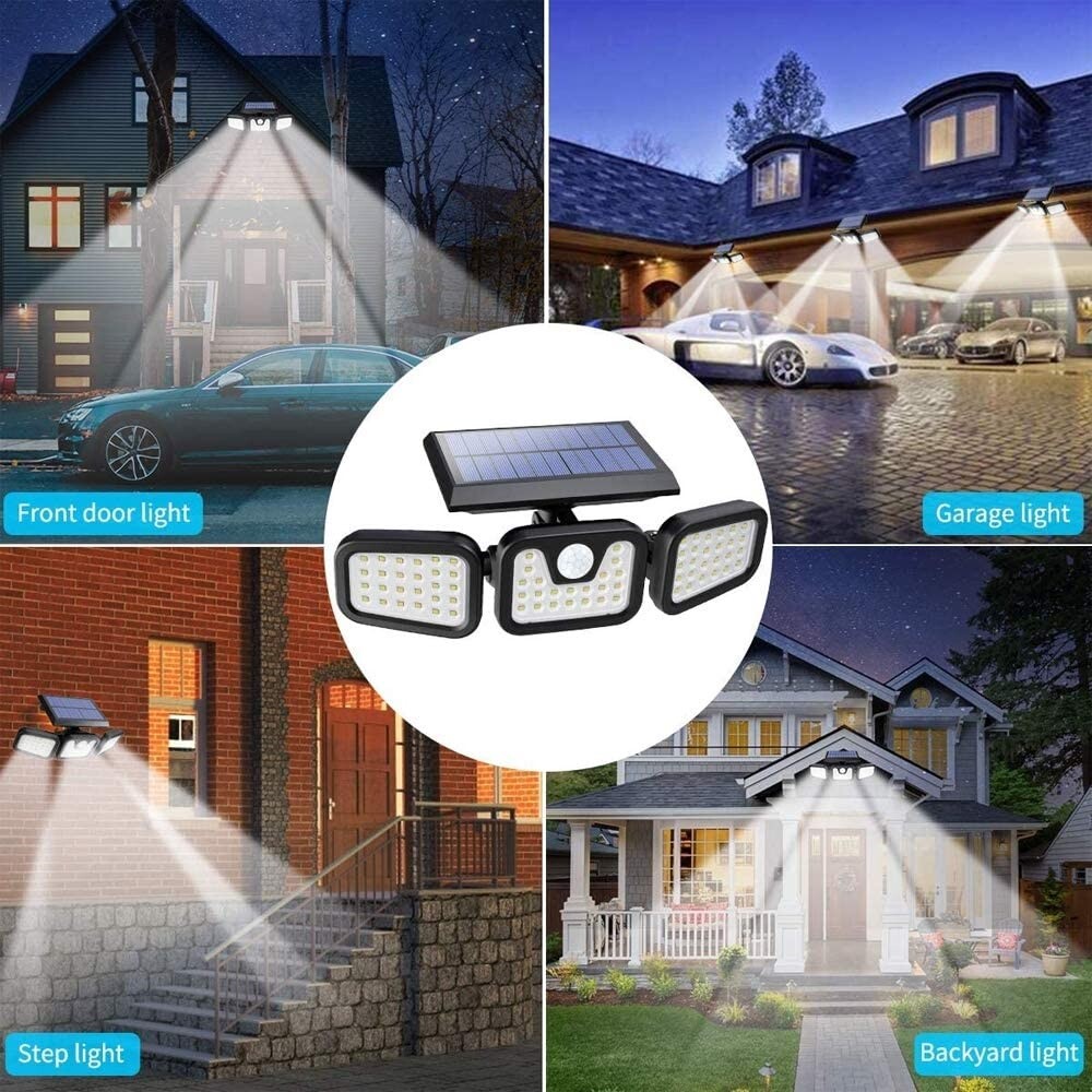 2 Pack Solar Lights Motion Sensor, Security LED Waterproof Adjustable head 74LED