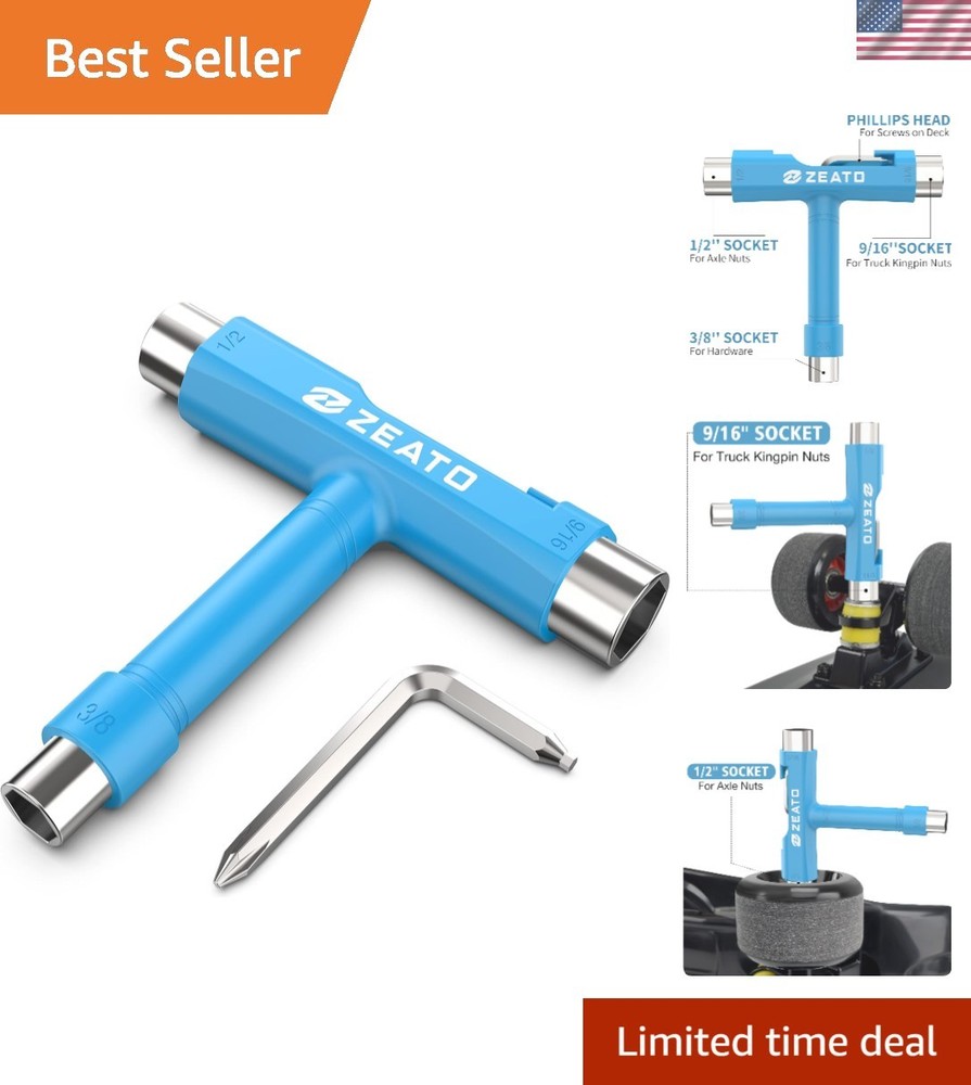 Durable Stainless Steel Skate Tool - Includes Pouch and Multi-Function Design