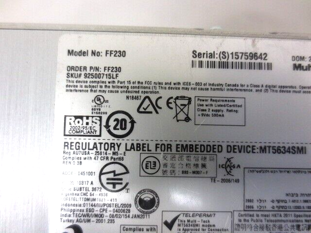 MultiTech Systems FaxFinder V.34 Fax Server FF230
