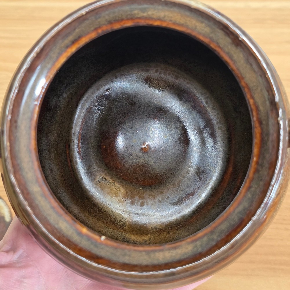 Vintage Pot with Lid Handcrafted Rustic Brown Ceramic Kitchenware