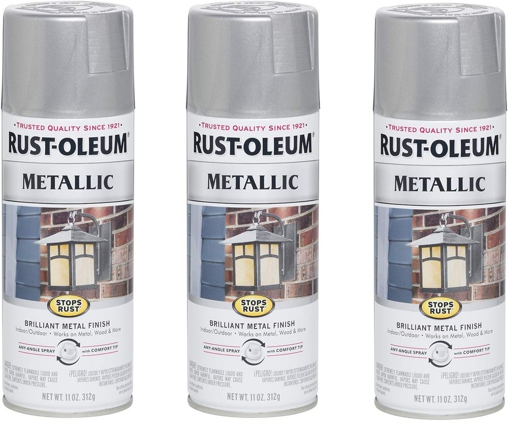 Stops Rust Metallic Spray Paint, 11 oz, Silver Metallic, 3 Pack