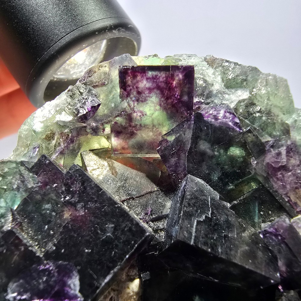Phantom Fluorite Cube Specimen, green purple Okorusu, Namibia 76*63*22mm