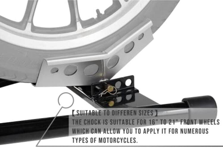 Adjustable Motorcycle Wheel Chock for Trailer, Heavy Duty Upfront Wheel